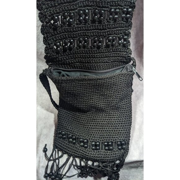 Chateau Boho Crochet And Beaded Crossbody Bag With Fringe - Picture 9 of 12